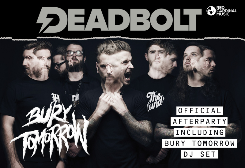 Official Bury Tomorrow Afterparty Manchester Deadbolt, Dani and Davyd Winter-Bates- Red Cardinal Music