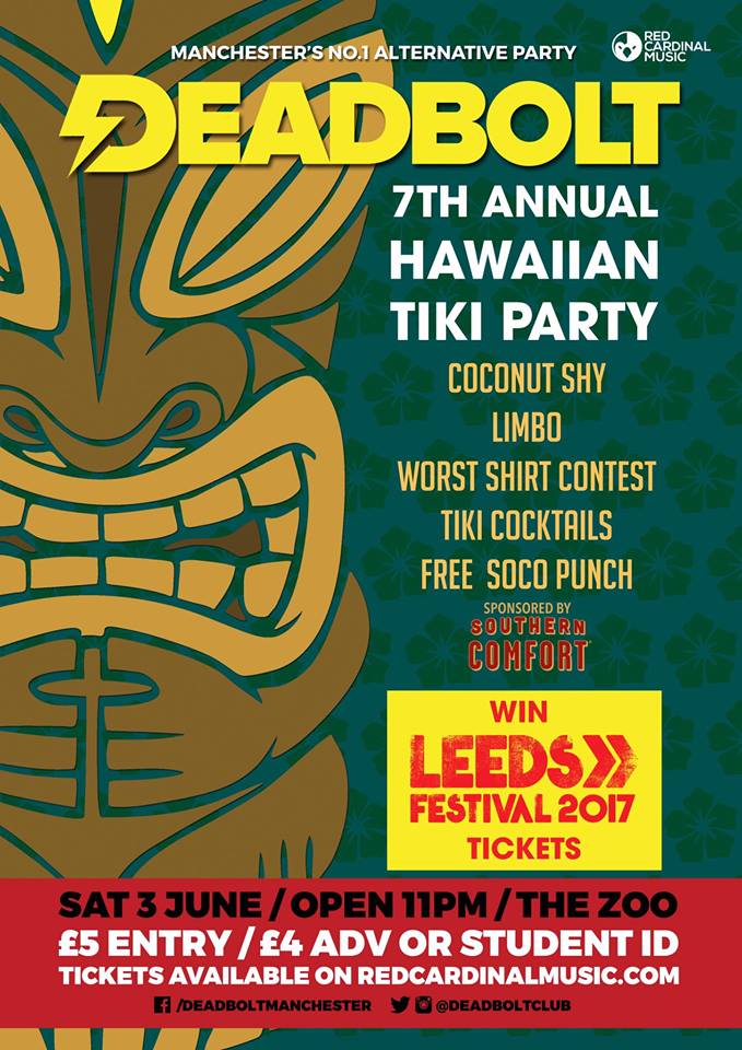 Seventh Annual Deadbolt Hawaiian Tiki Party - Manchester - Pub Zoo - Red Cardinal Music