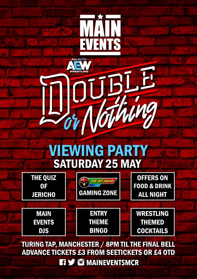 Main Events - AEW Double Or Nothing May 2019 Viewing Party - Turing Tap - Red Cardinal Music