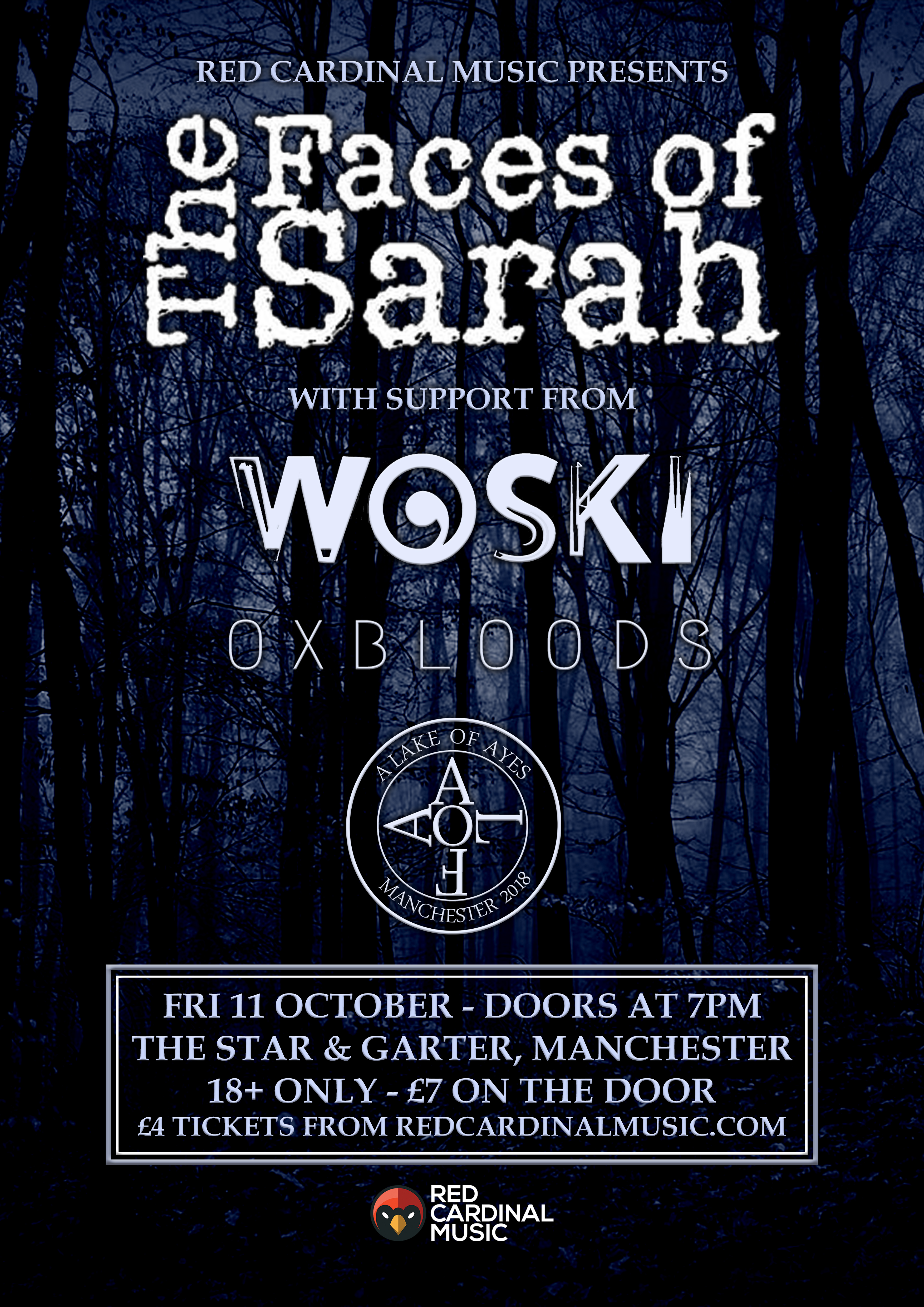 The Faces of Sarah at Star & Garter - Oct 19 - Red Cardinal Music - Manchester