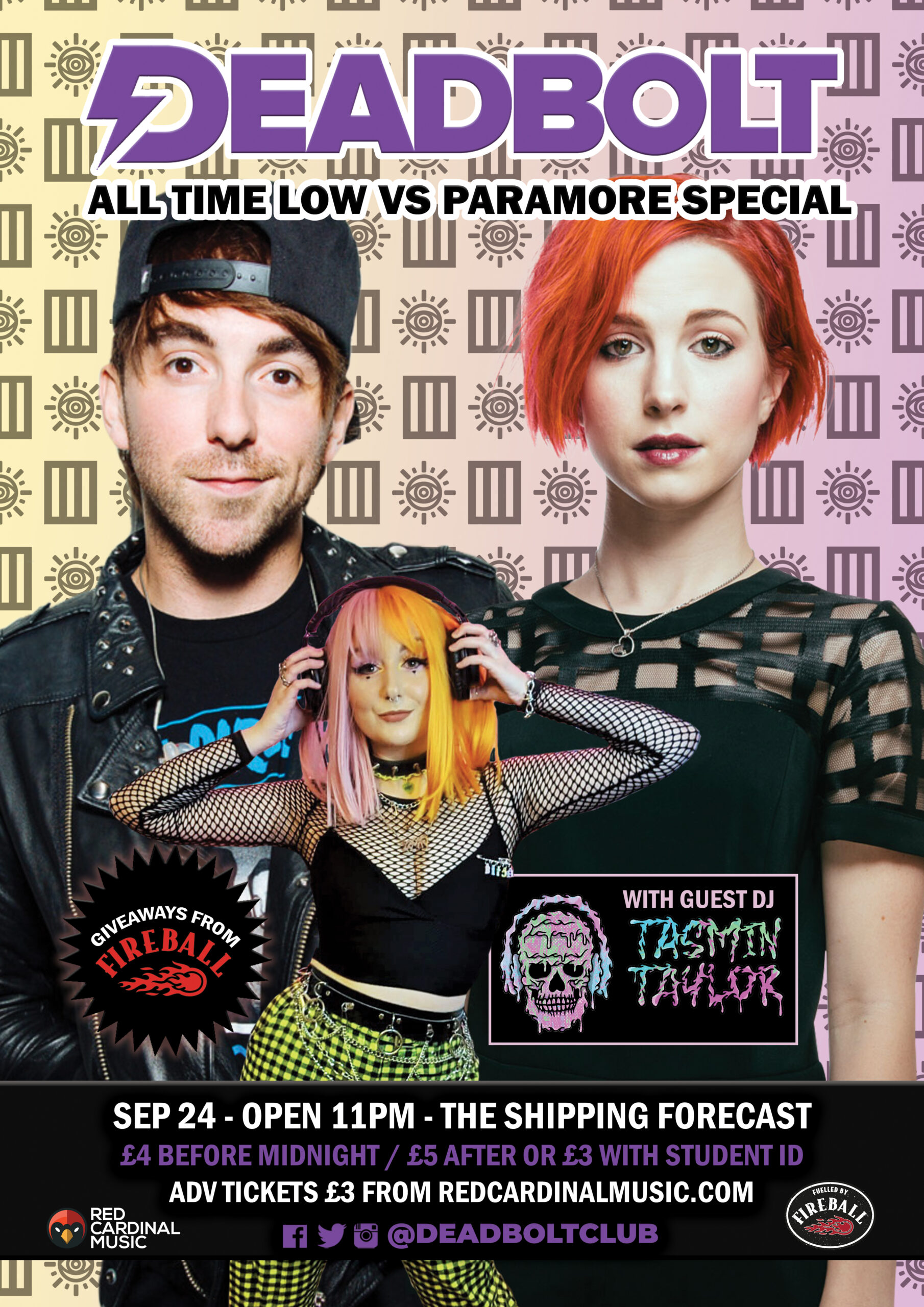 Deadbolt Liverpool - All Time Low vs Paramore ft Tasmin Taylor - Sep 21 - Poster - RGB Web