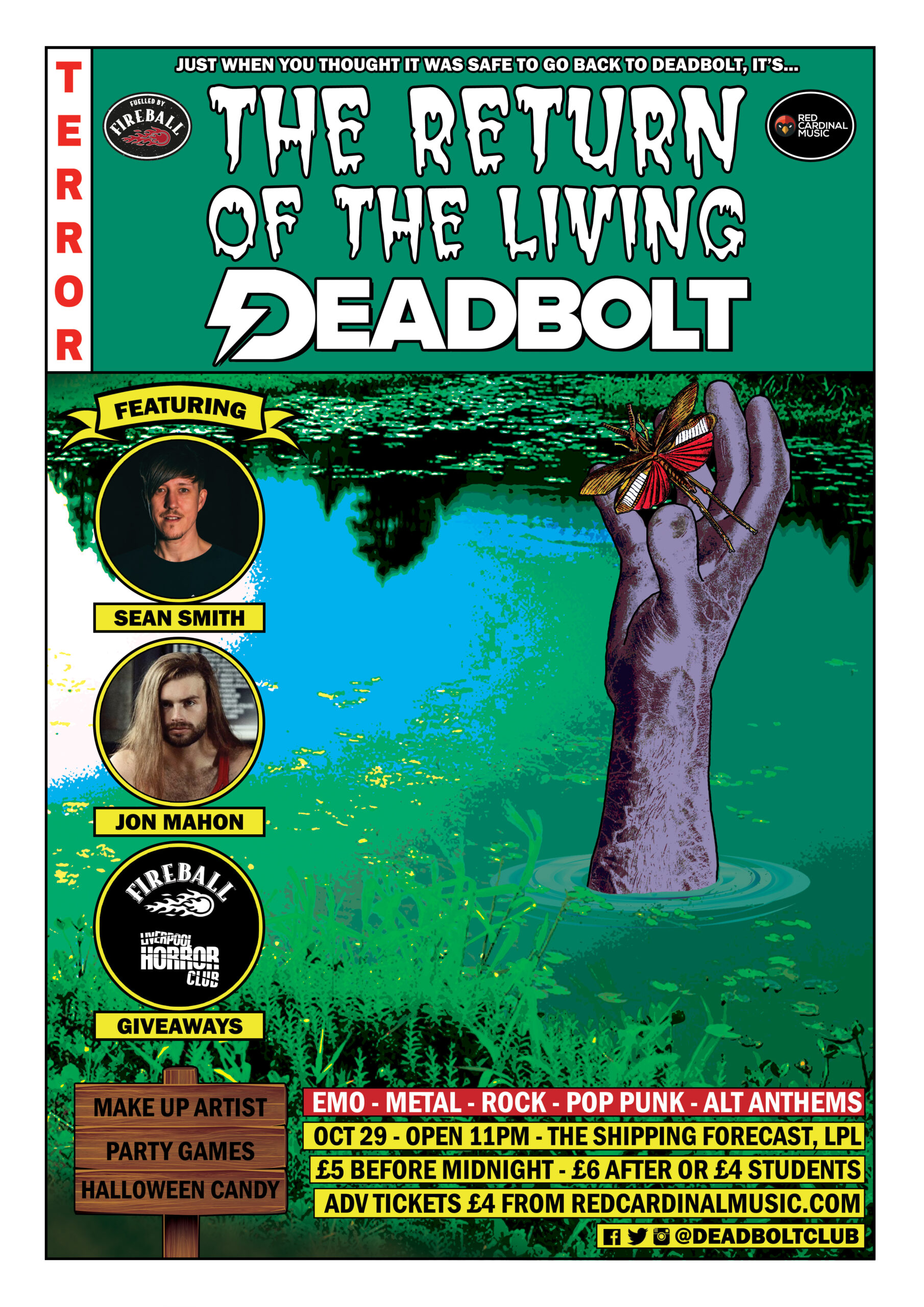 Deadbolt Liverpool - Return Of The Living Deadbolt - Oct 21 - Poster - RGB Web