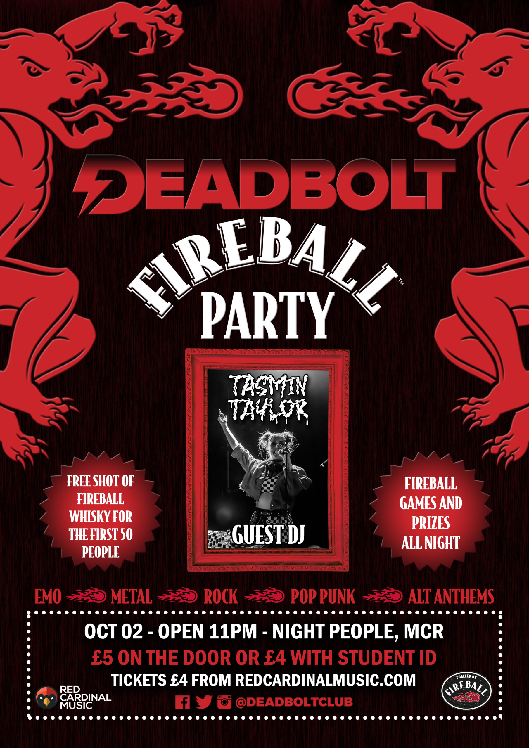 Deadbolt Manchester - Fireball Party - Night People - Poster - RGB Web