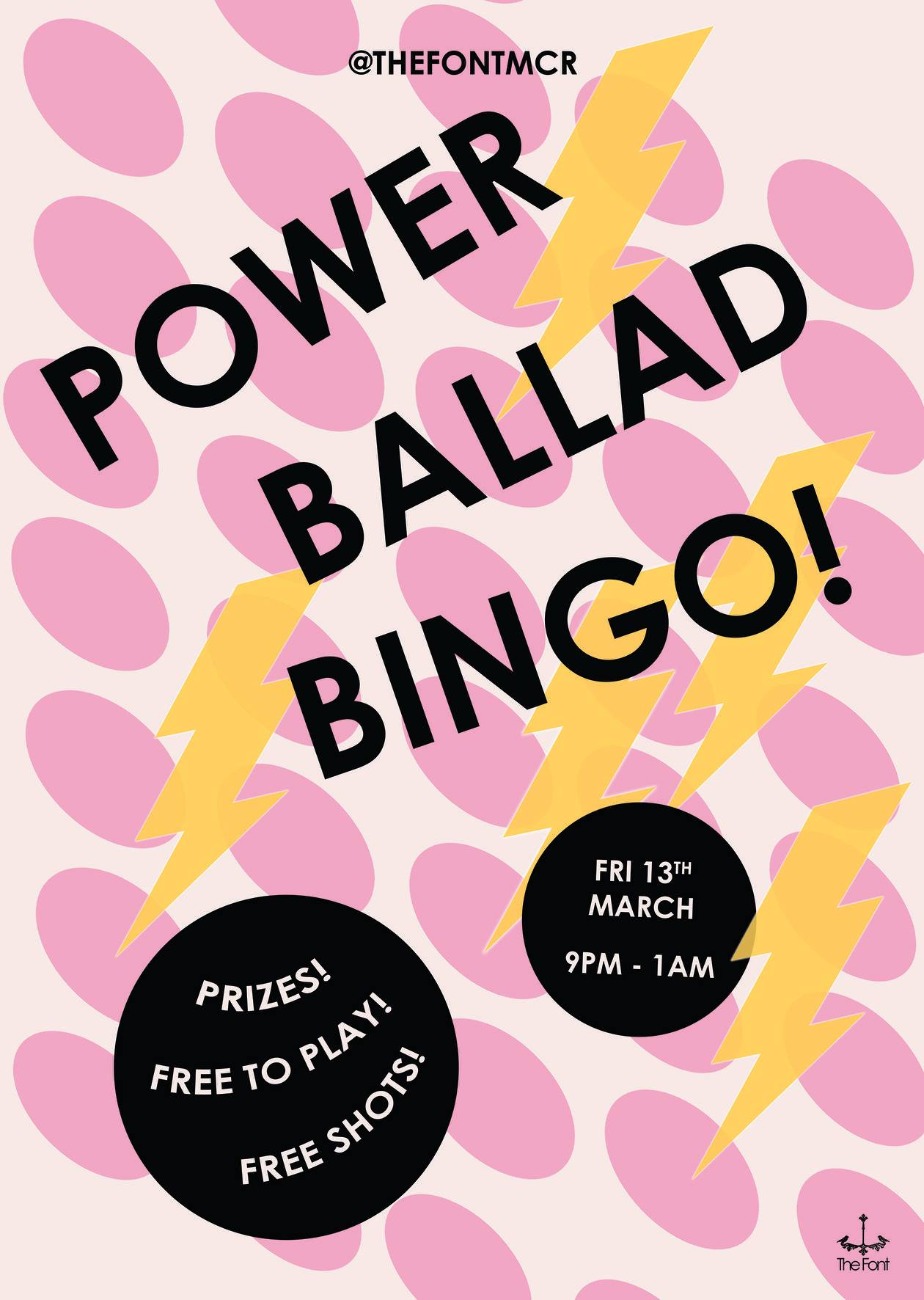 Power Ballad Bingo - The Font - Mar 20 - Poster