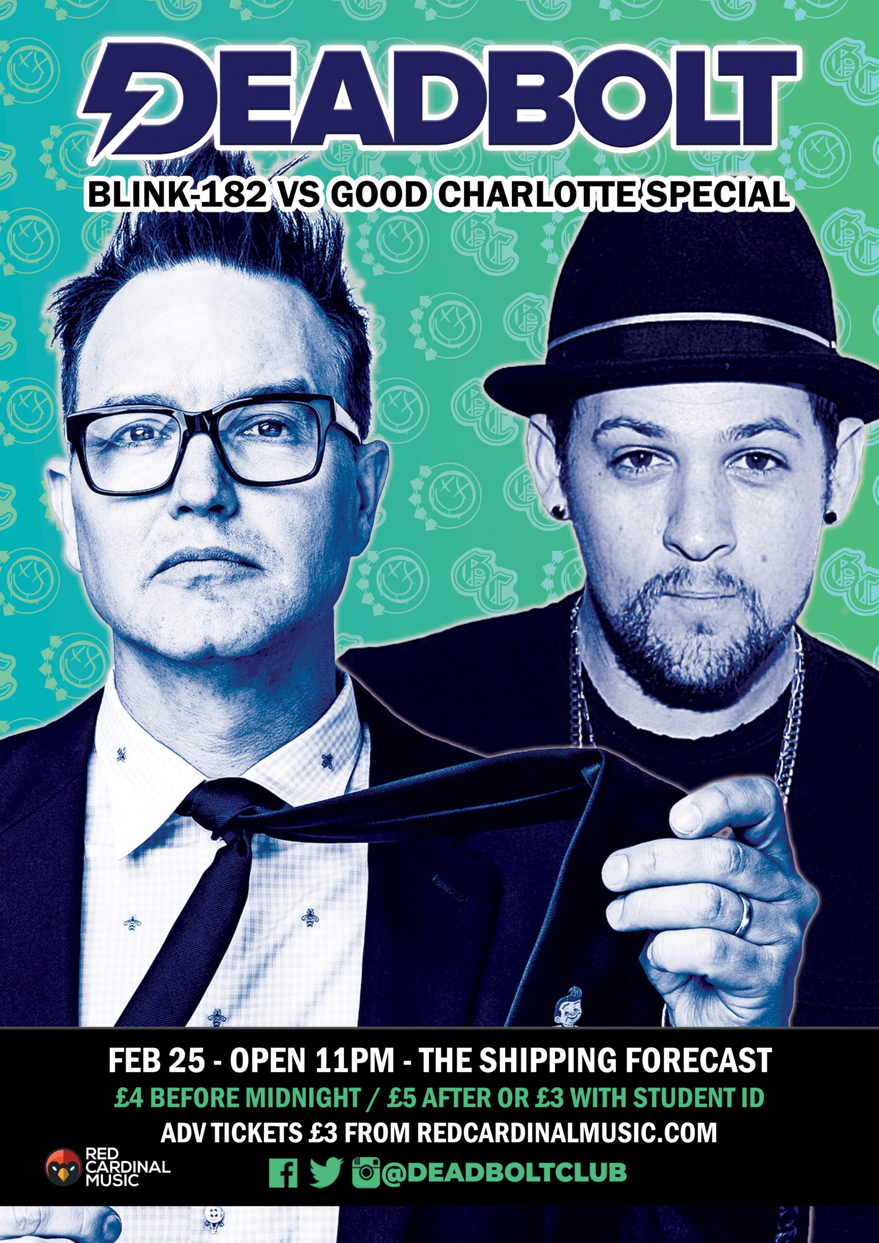 Deadbolt Liverpool - Blink 182 vs Good Charlotte Special - Feb 21 - Poster - Web