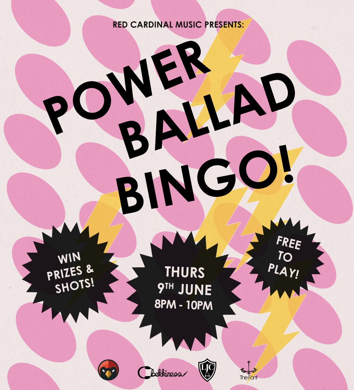 Power Ballad Bingo - The Font - June 2022