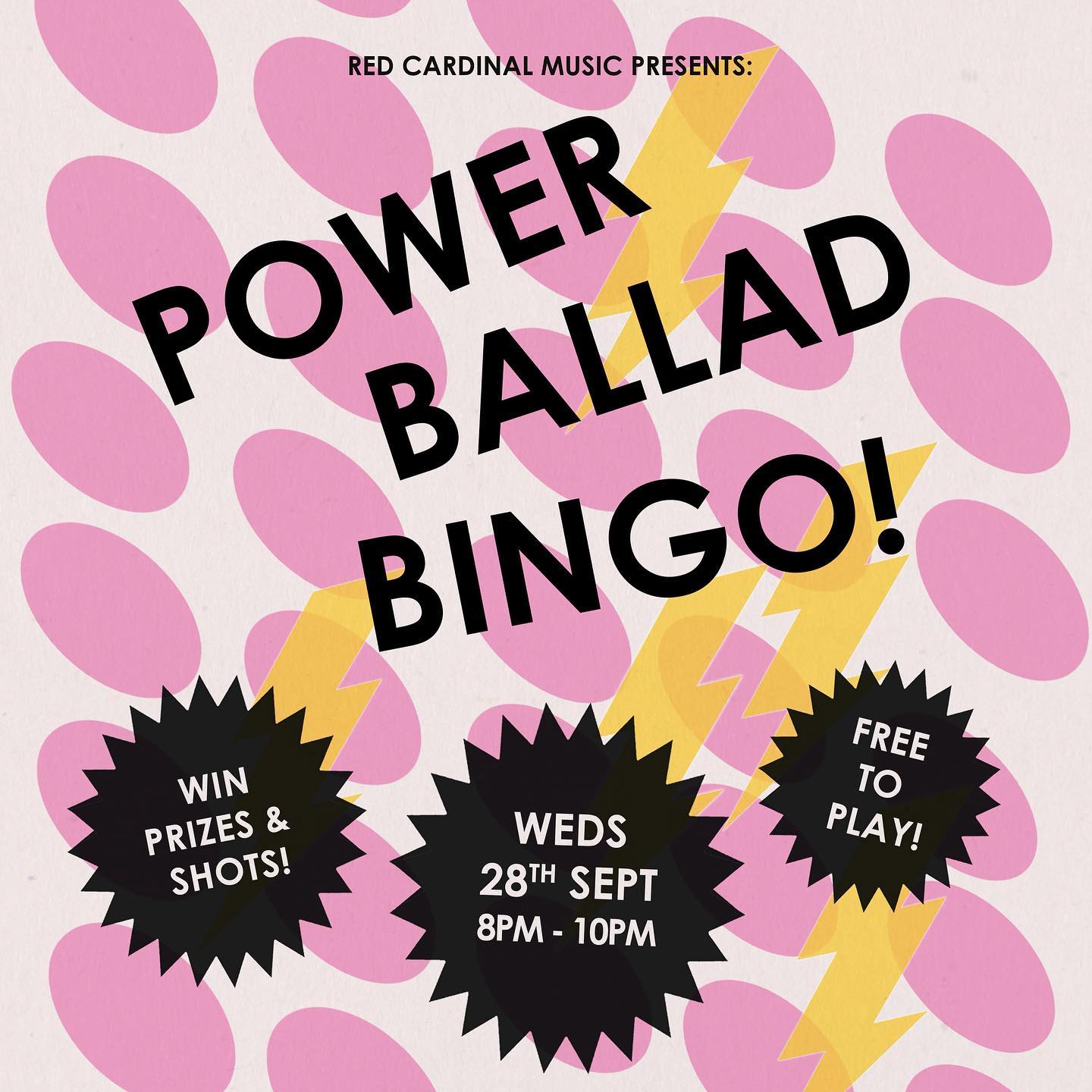 Power Ballad Bingo - September 2022 - The Font